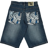 Southpole Graphic Denim Shorts - 31W 13L Blue Denim