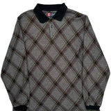 Chaps Ralph Lauren Checked Sweater - Large Gray Cotton Blend