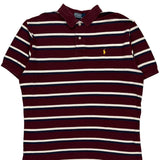 Polo By Ralph Lauren Striped Polo Shirt - Large Burgundy Cotton