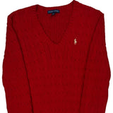 Ralph Lauren Cable Knit Sweater - Medium Red Cotton