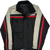 Tommy Hilfiger Striped Ski Jacket - Small Gray Polyester