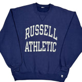 Russell Athletic Spellout Sweatshirt - Large Blue Cotton