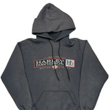 Racine, Wisconsin Harley Davidson Graphic Hoodie - Medium Gray Cotton Blend