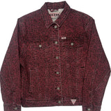 Guess Denim Jacket - Small Burgundy Cotton