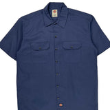 Dickies Short Sleeve Shirt - Large Blue Polyester Blend