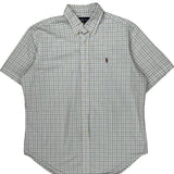 Polo By Ralph Lauren Checked Short Sleeve Shirt - Medium White Cotton