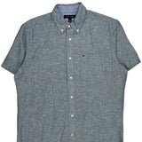 Tommy Hilfiger Short Sleeve Shirt - Medium Blue Cotton