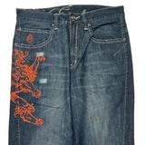 Spade And Lion Embroidery Eight Jeans - 34W 33L Blue Cotton