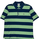 Lacoste Striped Polo Shirt - Large Blue Cotton