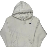 Vintage Reverse Weave Champion Hoodie - Large Cream Cotton
