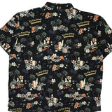 Tropical Print With Drinks Big Dogs Graphic Hawaiian Shirt - 2XL Black Viscose