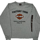 Factory Tour Harley Davidson Long Sleeve T-Shirt - 2XL Grey Cotton Blend