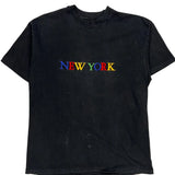 Single Stitch New York Hanes Graphic T-Shirt - Large Black Cotton