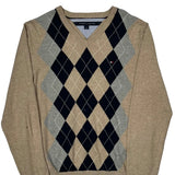 Tommy Hilfiger Argyle Sweater - Medium Beige Cotton