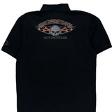 Skull Logo Harley Davidson Graphic Polo Shirt - Large Black Cotton