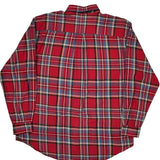 Nautica Checked Flannel Shirt - Large Red Cotton