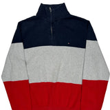 Tommy Hilfiger Striped 1/4 Zip - XL Gray Cotton