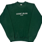 Guess Spellout Sweatshirt - Small Green Cotton