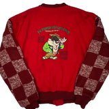 Handsome Devil Looney Tunes Graphic Bomber Jacket - XL Burgundy Cotton