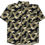 Shaver Lake Floral Hawaiian Shirt - Large Gold Silk