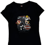 Looney Tunes Harley Davidson Cartoon T-Shirt - Small Black Cotton