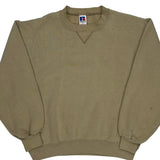 90s Blank Made In USA Russell Athletic Sweatshirt - Medium Khaki Cotton