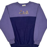 Teddy Bears Graphic Morning Sun Cartoon Sweatshirt - Large Purple Cotton Blend