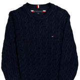 Tommy Hilfiger Cable Knit Sweater - Medium Navy Cotton