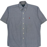 Blake Shirt Ralph Lauren Checked Short Sleeve Shirt - Medium Blue Cotton