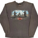 Motorcycles Harley Davidson Graphic Long Sleeve T-Shirt - Large Gray Cotton