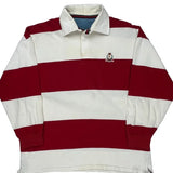 Crest Logo Chaps Ralph Lauren Striped Rugby Shirt - XL Red Cotton