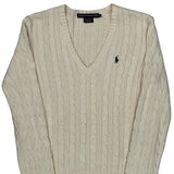 Ralph Lauren Sport Cable Knit Sweater - Large Cream Cotton