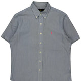Ralph Lauren Striped Short Sleeve Shirt - Medium Blue Cotton