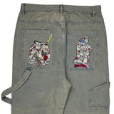 Unique Graphic Design On Pockets Unbranded Hip Hop Carpenter Pants - 36W 29L Gray Cotton