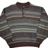 Caroche Argyle Sweater - Large Multicoloured Wool Blend