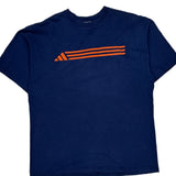 Adidas Striped T-Shirt - Large Orange Cotton