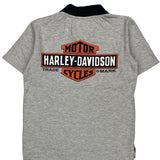 Age 12-14 Harley Davidson Striped Polo Shirt - Large Gray Cotton