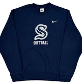 Nike Graphic Sweatshirt - Large Navy Cotton