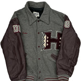 Hillside Football Neff Football Varsity Jacket - Large Burgundy Leather