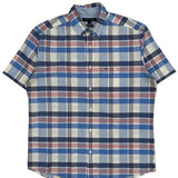 Tommy Hilfiger Checked Short Sleeve Shirt - Medium Red Cotton