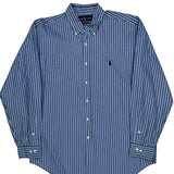 Ralph Lauren Striped Shirt - Large Blue Cotton