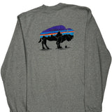 Buffalo Patagonia Graphic Long Sleeve T-Shirt - Medium Gray Cotton
