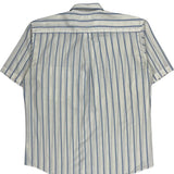 80S/90S Levis Striped Short Sleeve Shirt - Large White Polyester Blend