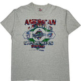 Single Stitch American League Champions 1992 Fruit Of The Loom Graphic T-Shirt - XL Gray Cotton