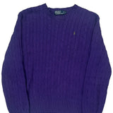Polo By Ralph Lauren Cable Knit Sweater - Large Purple Cotton
