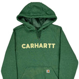 Carhartt Spellout Hoodie - Medium Green Cotton Blend