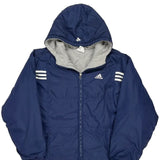 Adidas Striped Jacket - Large Blue Polyester