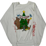 Fruit Of The Loom Christmas Sweatshirt - Large White Cotton