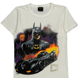 Single Stitch 1989 Batman And Batmobile Batman Graphic T-Shirt - Small White Cotton