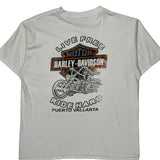 Puerto Vallarta Harley Davidson Graphic T-Shirt - Large White Cotton